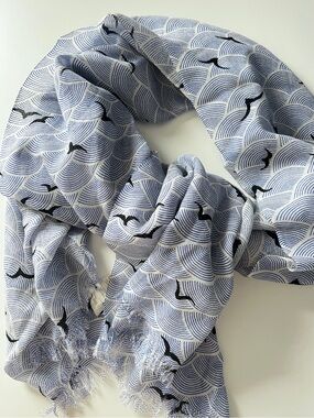 kate spade Birds Over Arches Coastal Grandma Nautical Wool Scarf